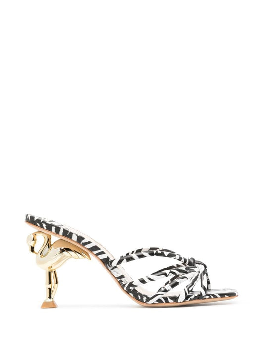 Black Flo Flamingo 85 Zebra Print Leather