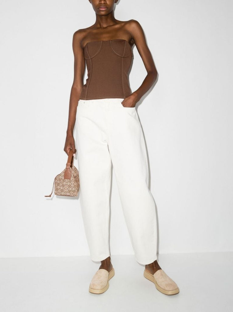 Brown Adrien Strapless Bustier Top