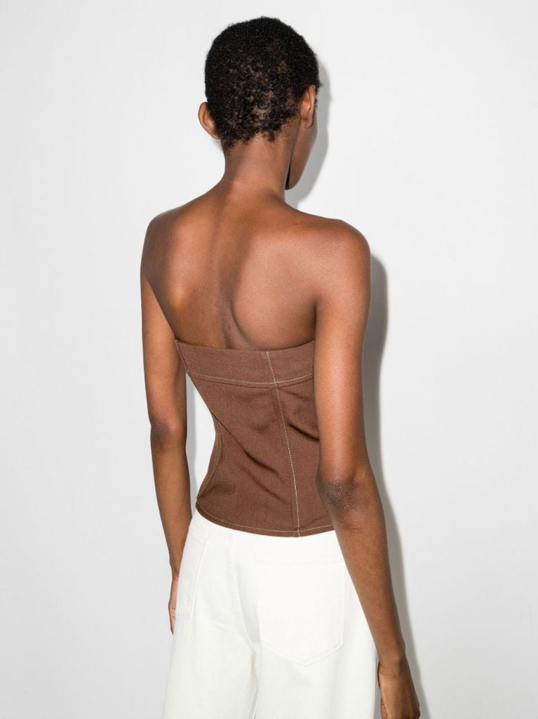 Brown Adrien Strapless Bustier Top