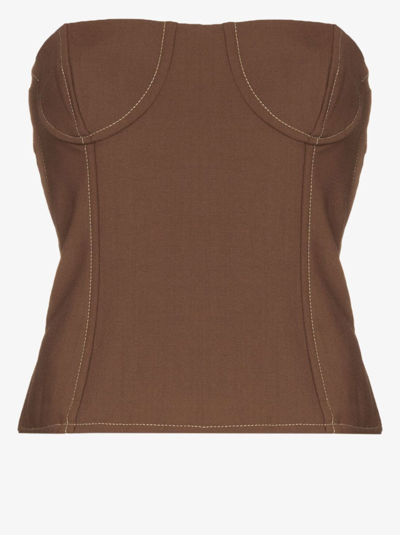 Brown Adrien Strapless Bustier Top