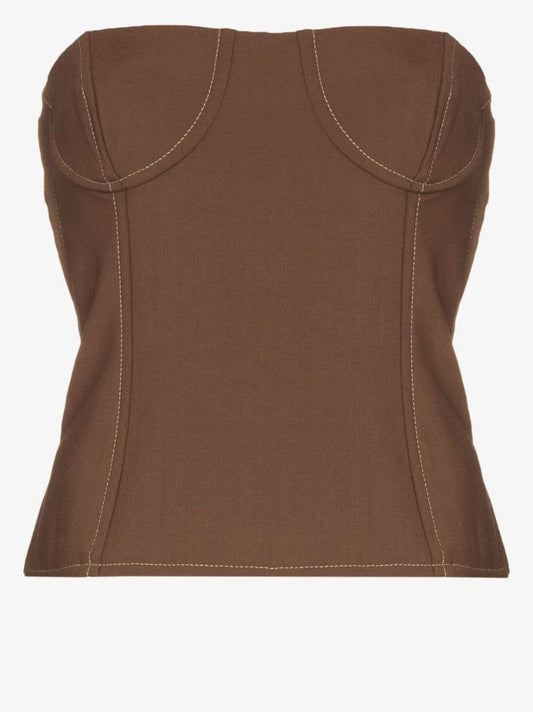 Brown Adrien Strapless Bustier Top