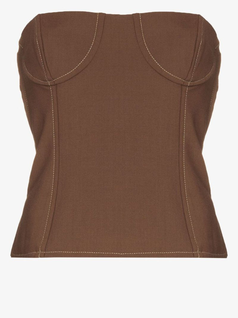 Brown Adrien Strapless Bustier Top