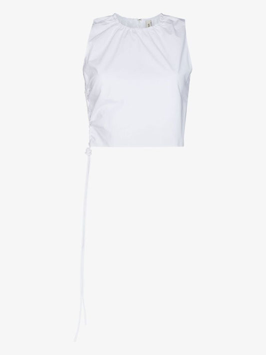 White Mason Gathered Cotton Top
