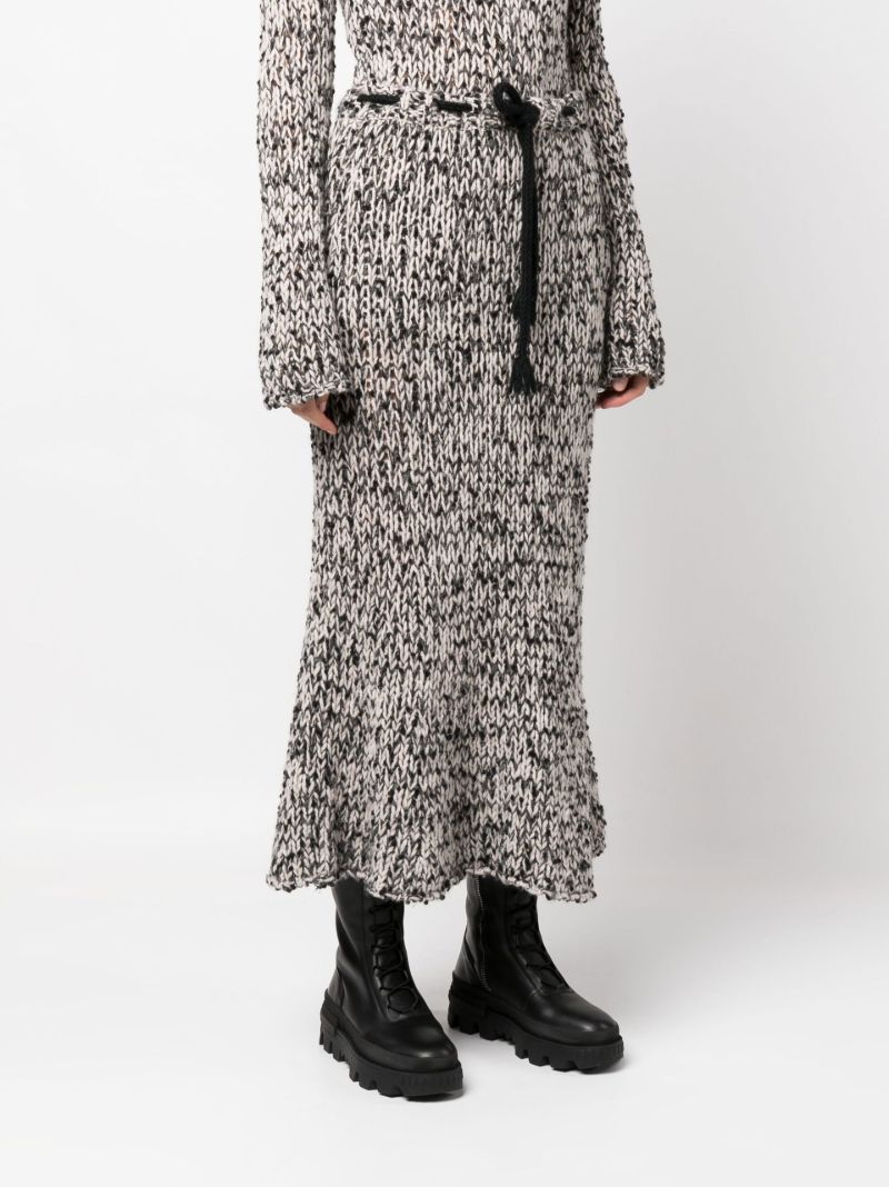 2 Moncler 1952 Grey BouclÃ_x0083_Â© Knit Maxi Skirt