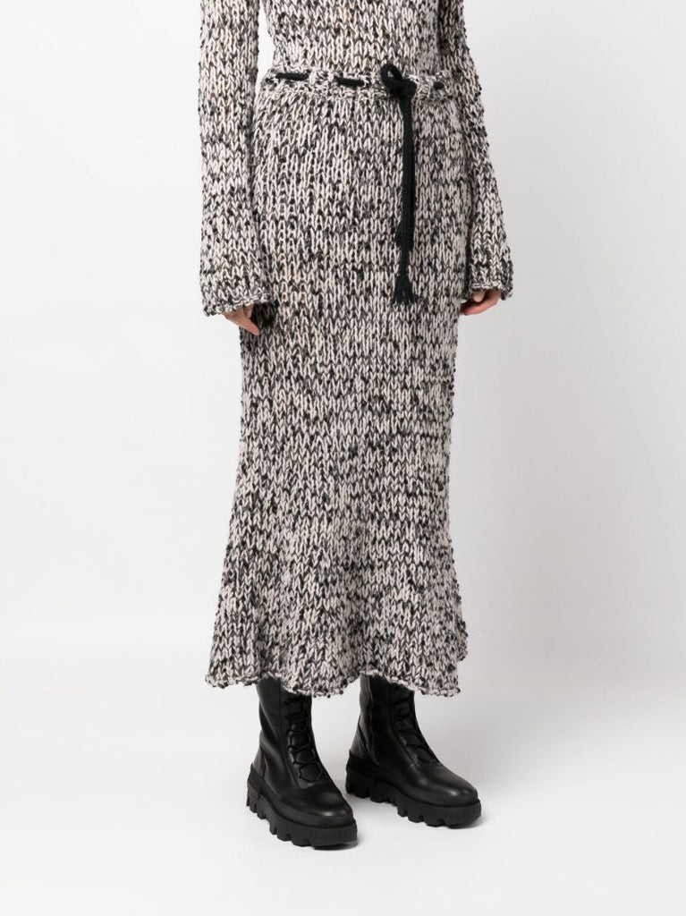 2 Moncler 1952 Grey BouclÃ_x0083_Â© Knit Maxi Skirt