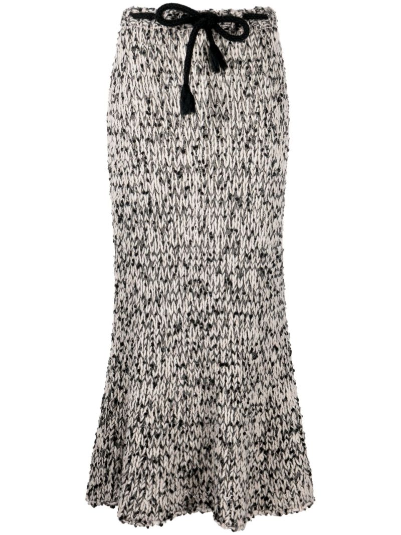 2 Moncler 1952 Grey BouclÃ_x0083_Â© Knit Maxi Skirt