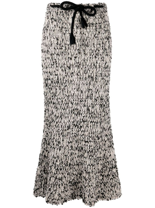 2 Moncler 1952 Grey BouclÃ_x0083_Â© Knit Maxi Skirt