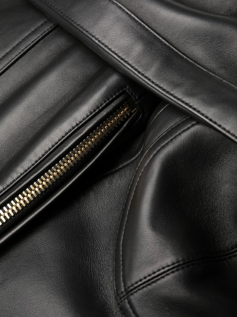 Black Cropped Leather Trousers