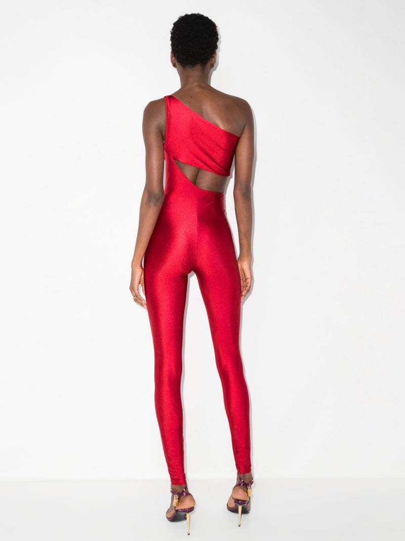 Red One-shoulder Cut-out Jumpsuit