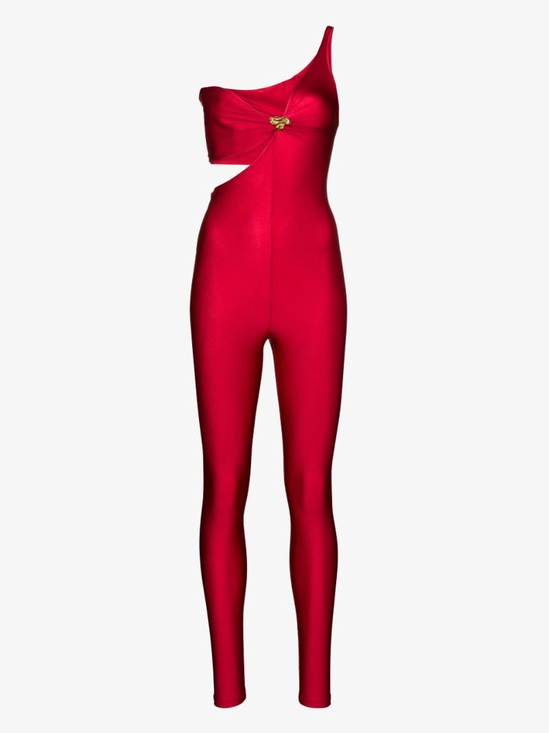 Red One-shoulder Cut-out Jumpsuit