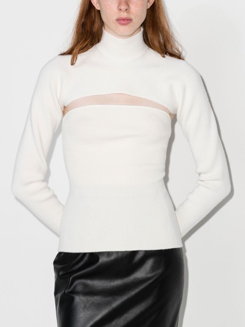 White Cutout Wool Sweater