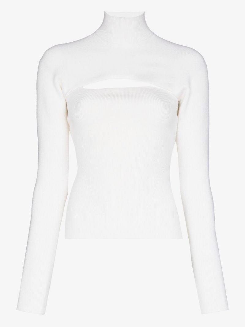 White Cutout Wool Sweater