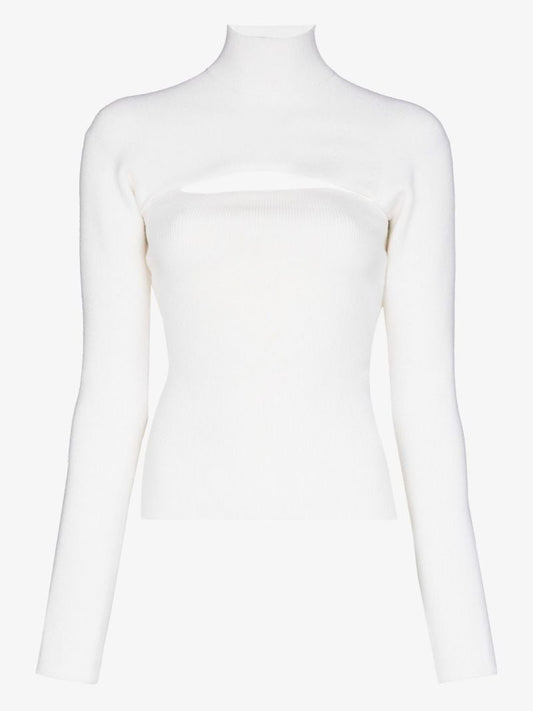 White Cutout Wool Sweater