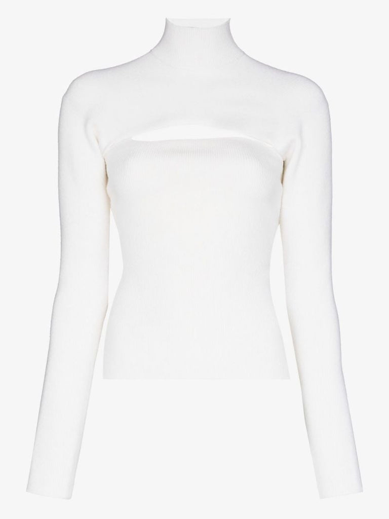 White Cutout Wool Sweater