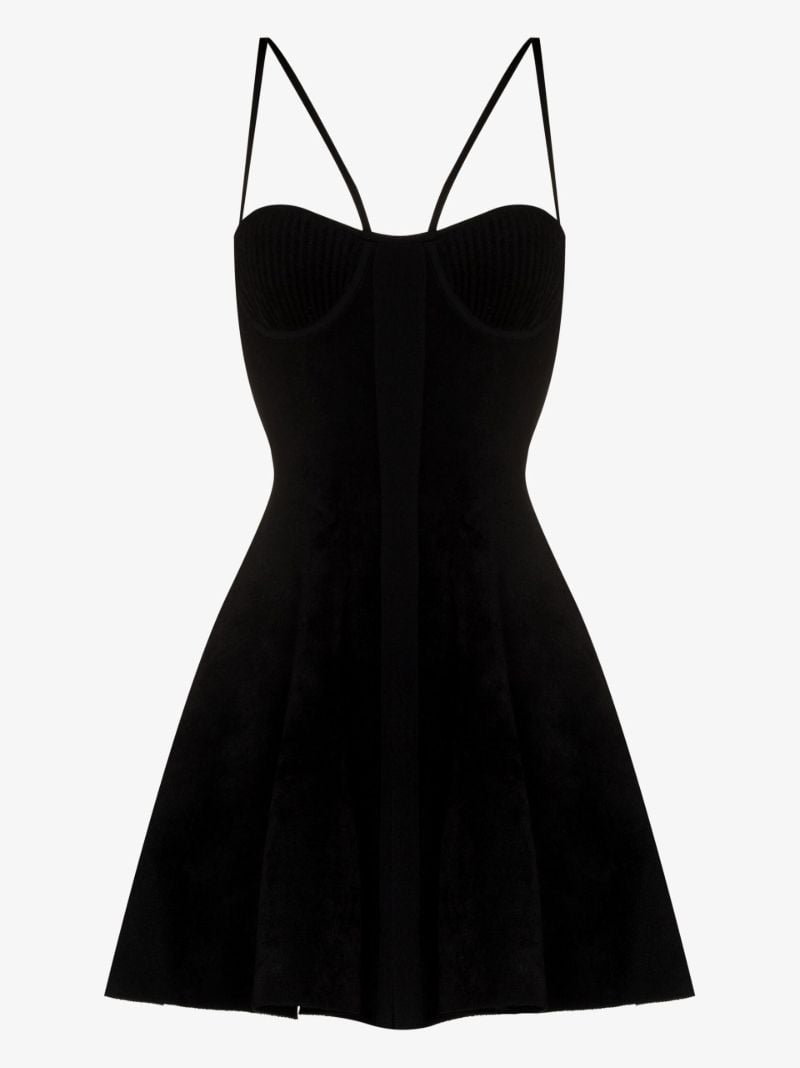 Black Flared Knit Mini Dress