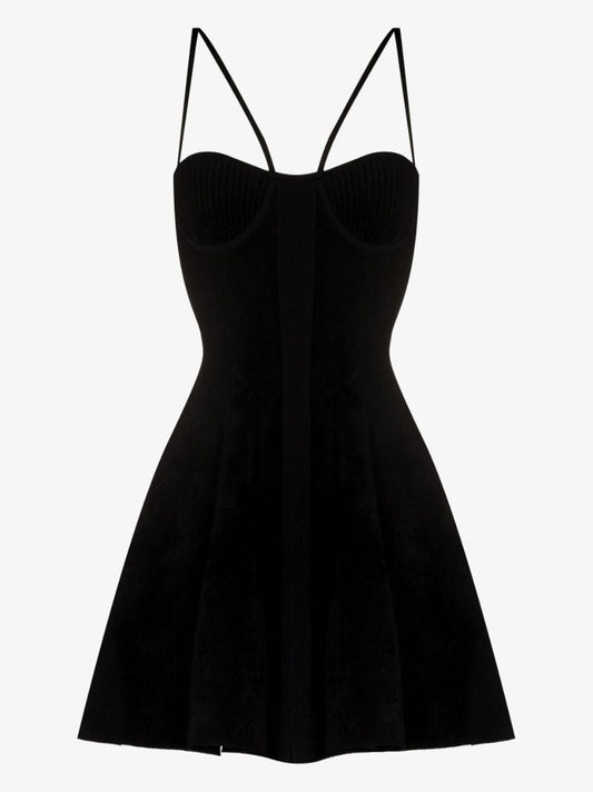 Black Flared Knit Mini Dress