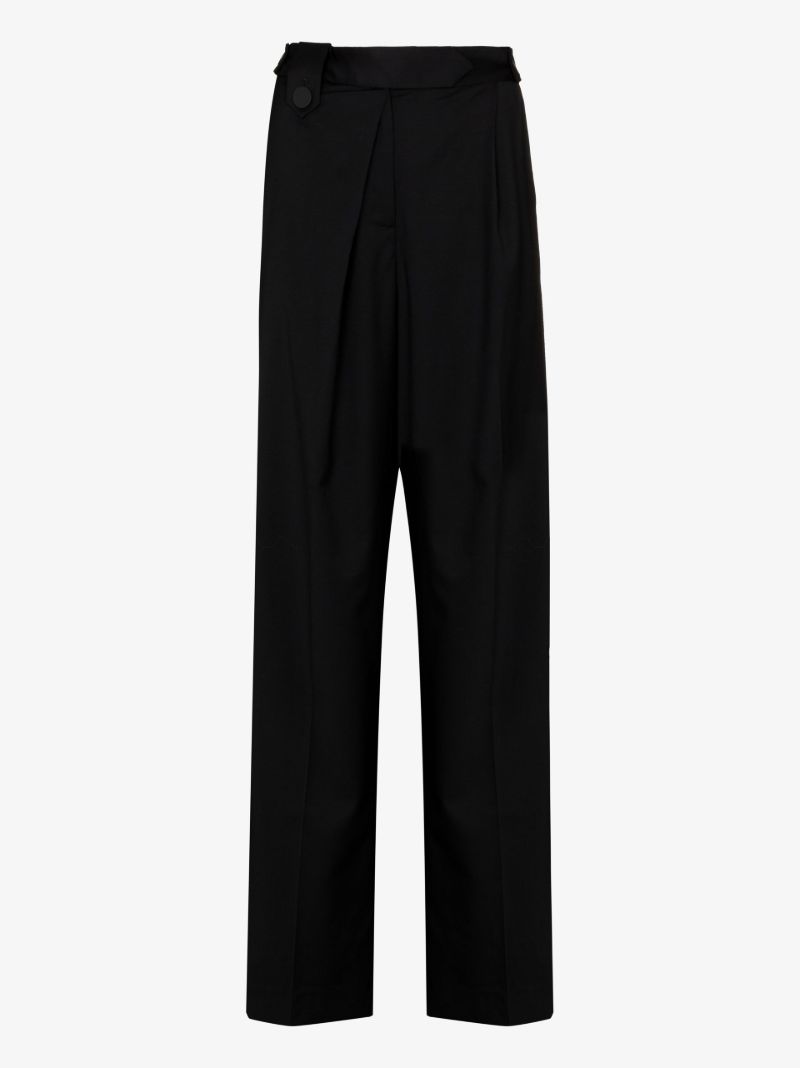 Black Pleated Wide Leg Trousers