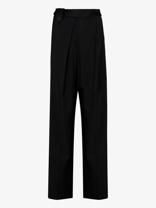 Black Pleated Wide Leg Trousers