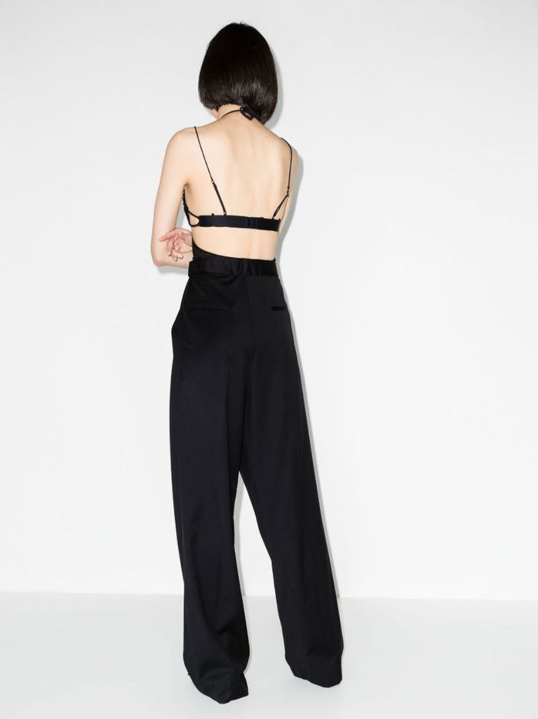 Black Pleated Wide Leg Trousers