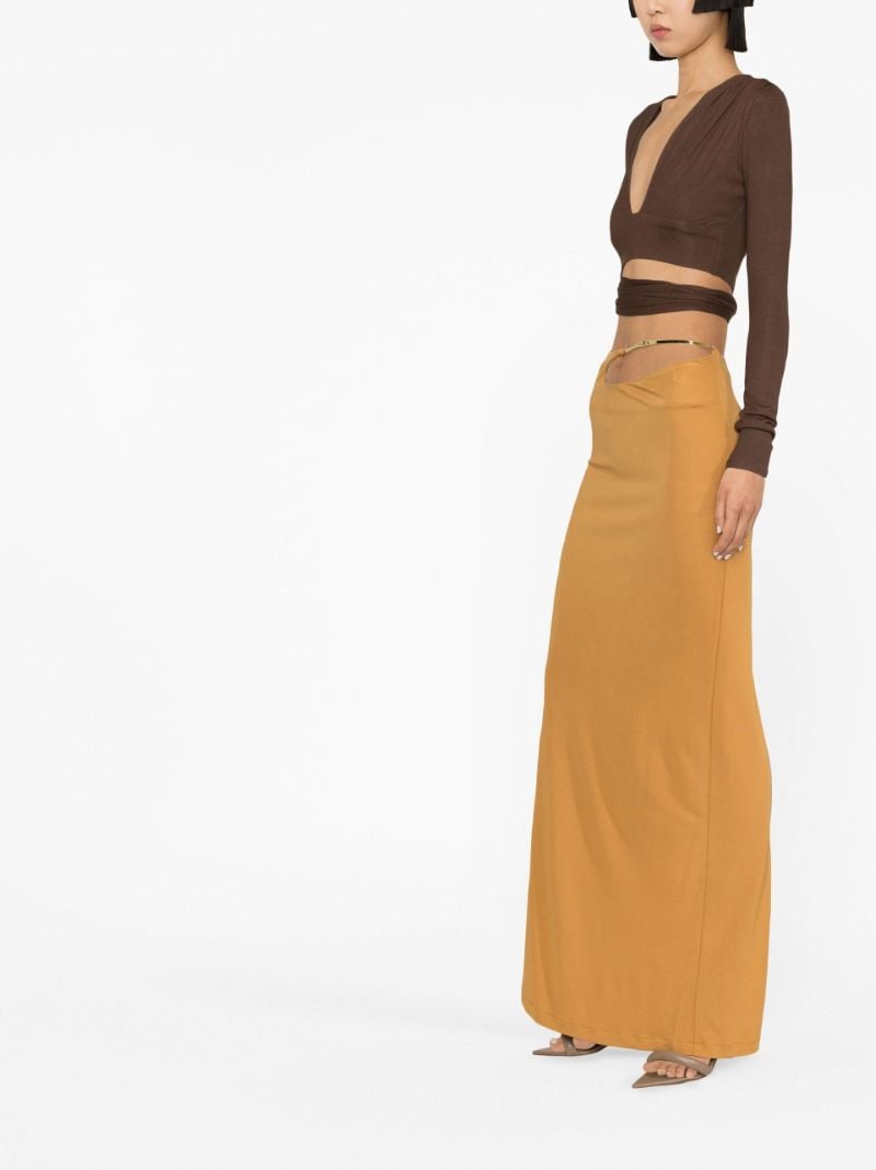 Gold Tone Sculpted Strap Maxi Skirt