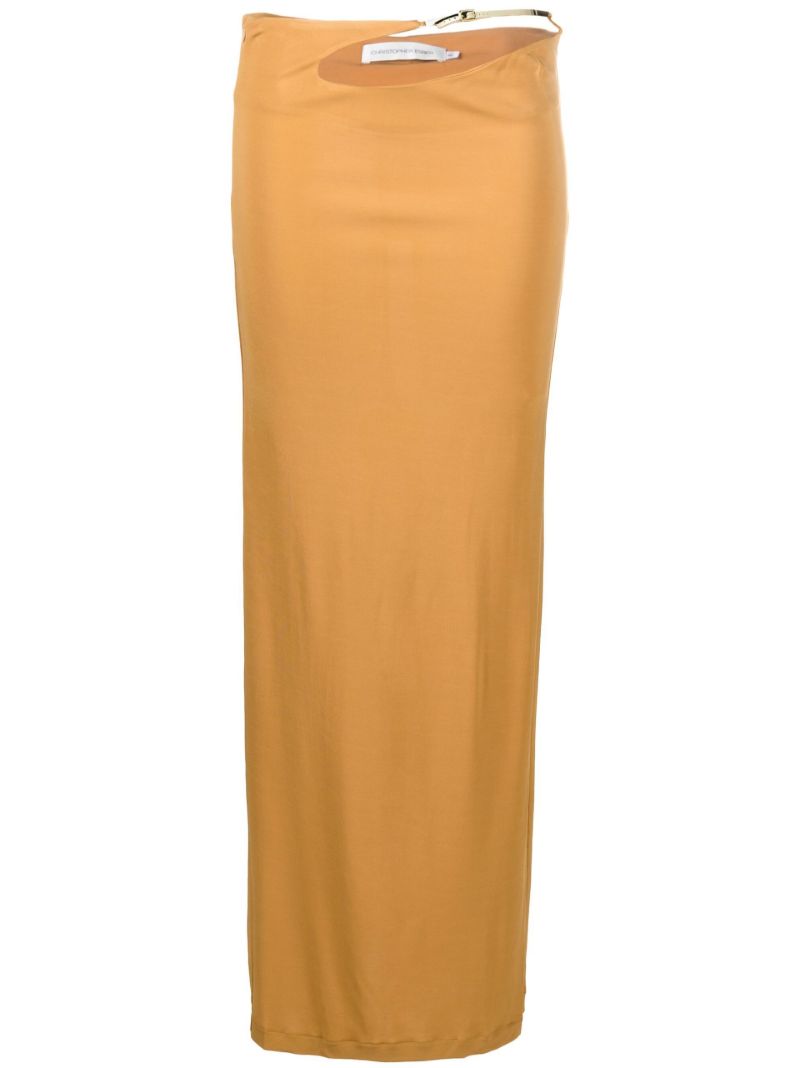 Gold Tone Sculpted Strap Maxi Skirt