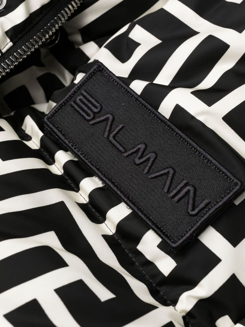 Black Monogram Print Padded Down Coat