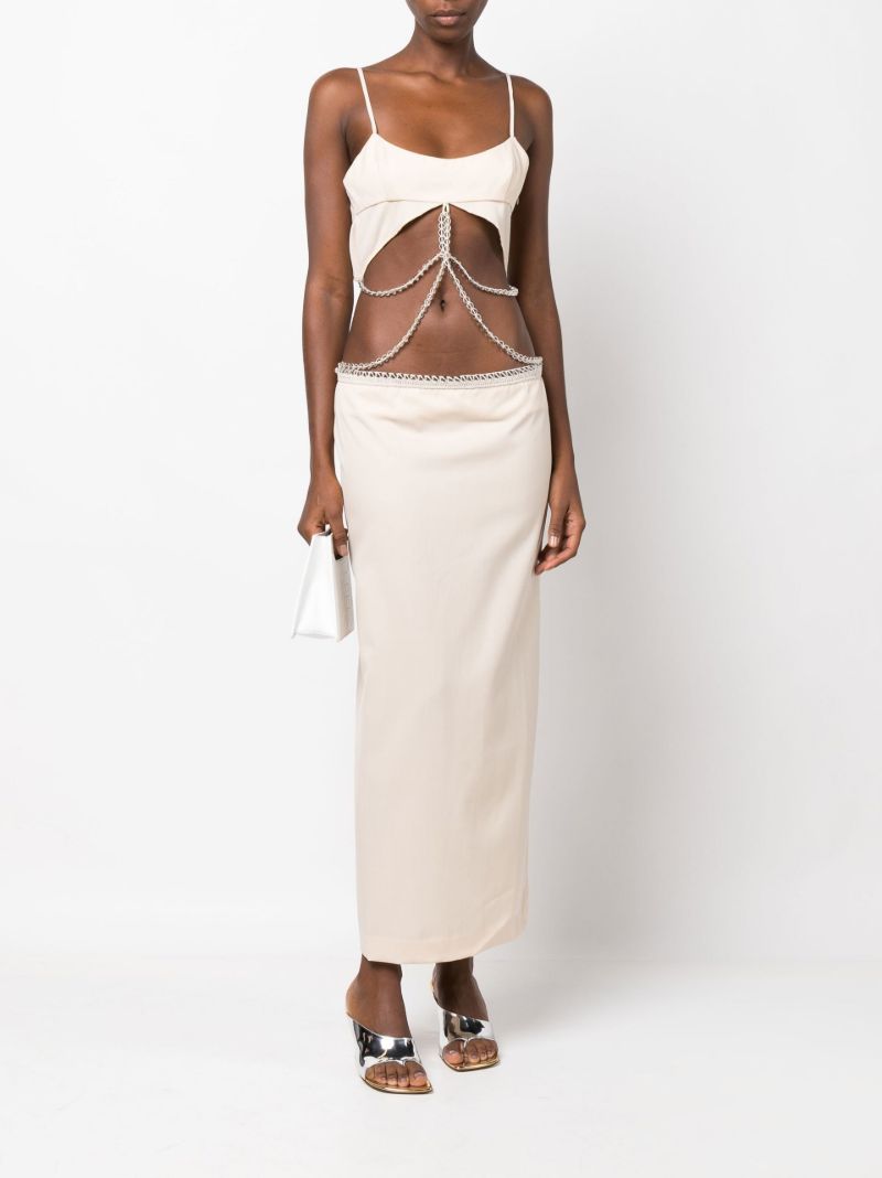 Neutral Glass Pearl Wool Dress