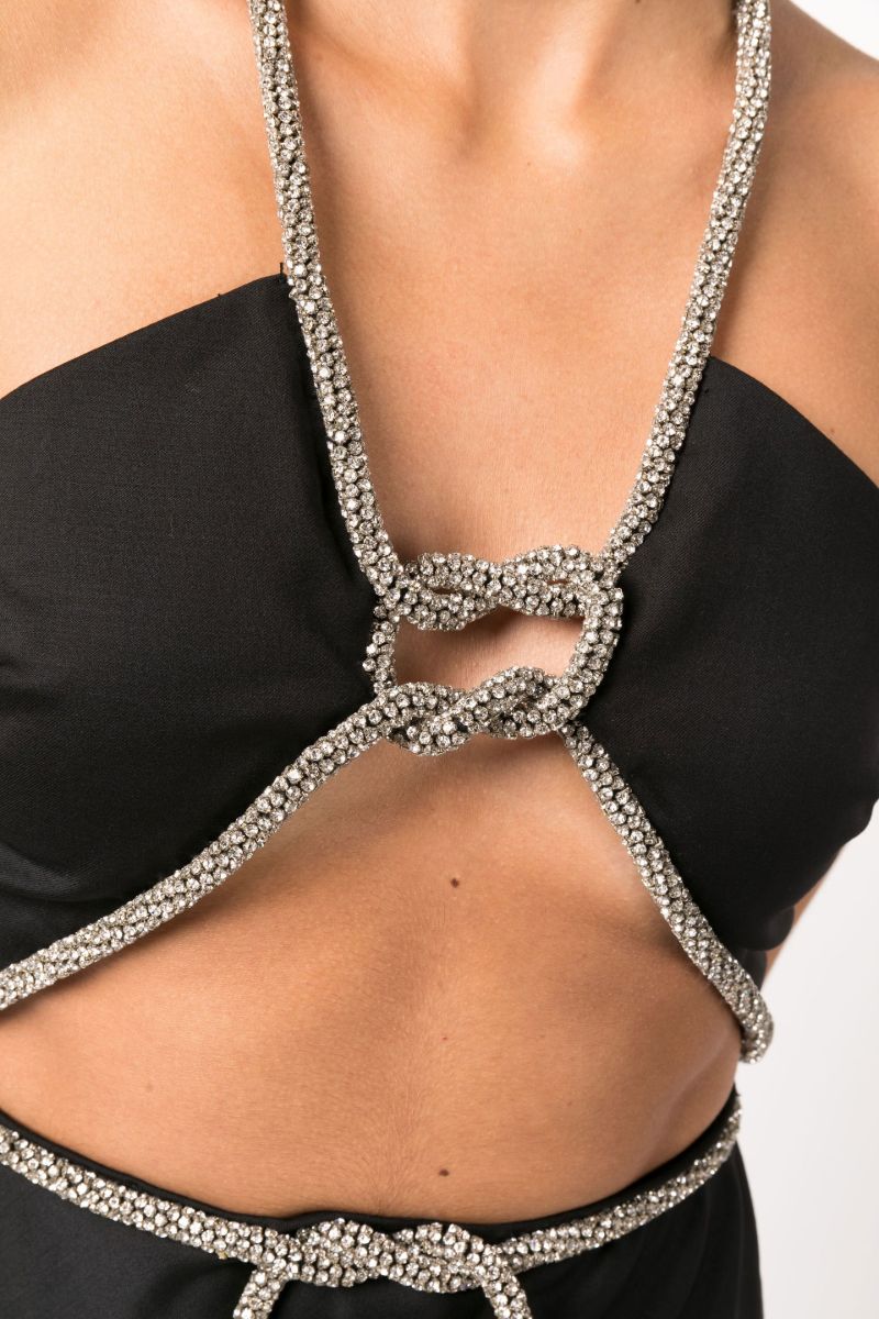 Black Crystal Rope Disconnect Dress