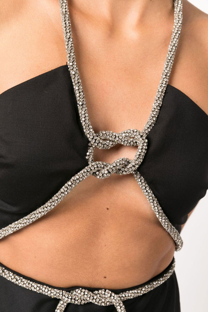 Black Crystal Rope Disconnect Dress