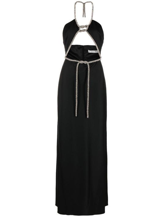Black Crystal Rope Disconnect Dress