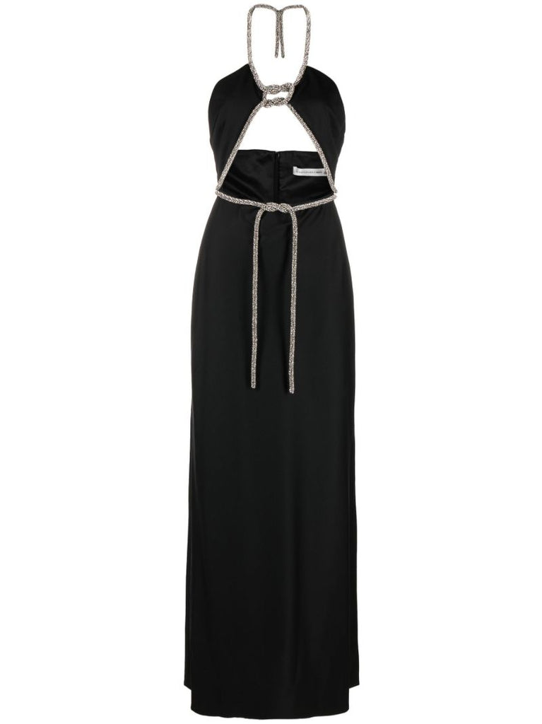 Black Crystal Rope Disconnect Dress