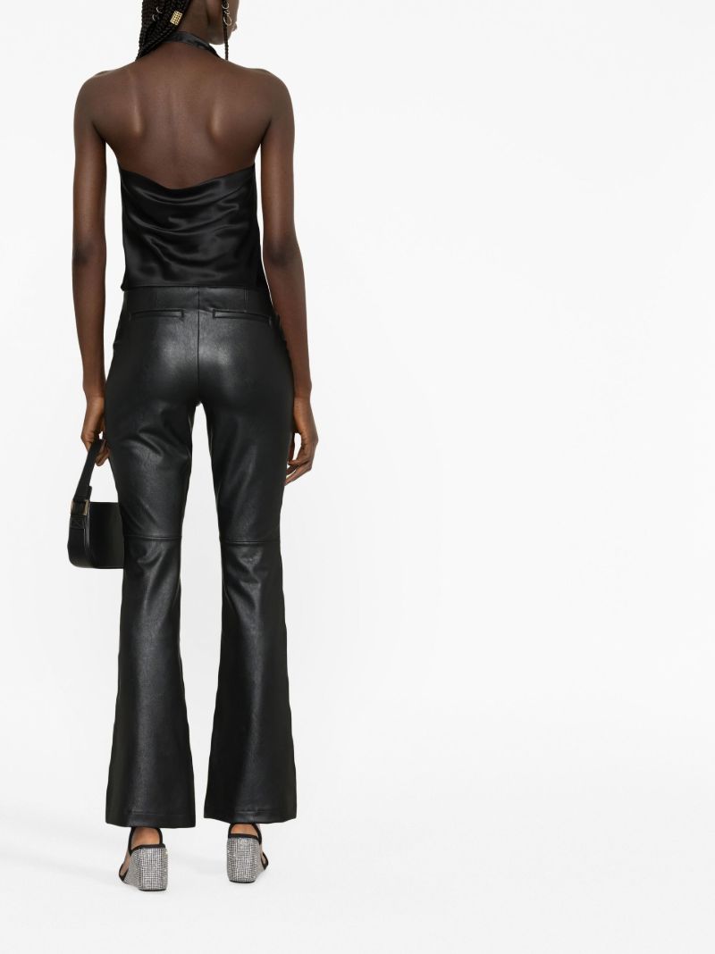 Black Faux Leather Flared Trousers