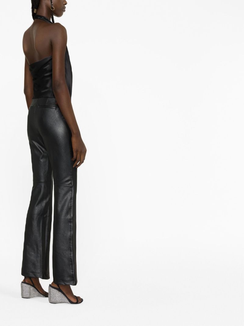 Black Faux Leather Flared Trousers