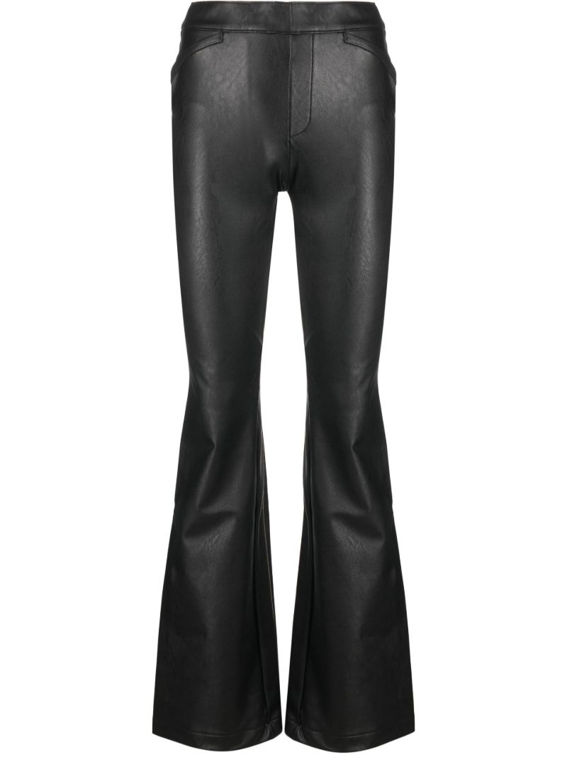 Black Faux Leather Flared Trousers