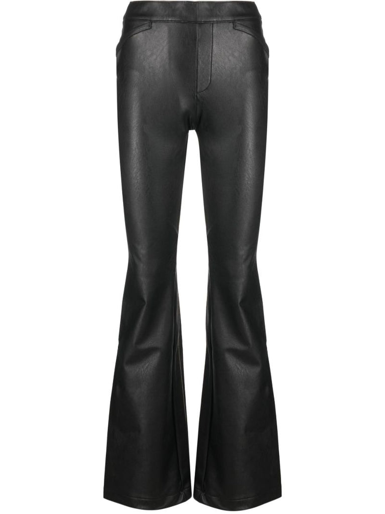 Black Faux Leather Flared Trousers