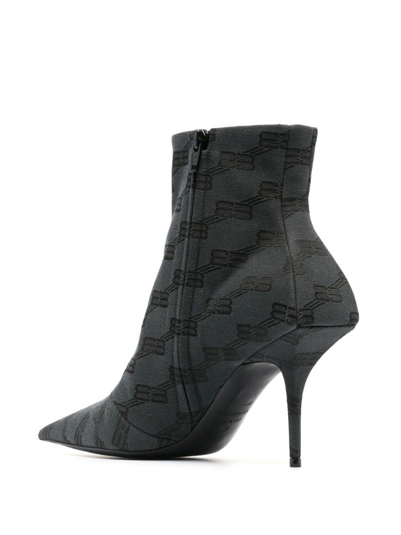 Grey Knife 80 Monogram Ankle Boots