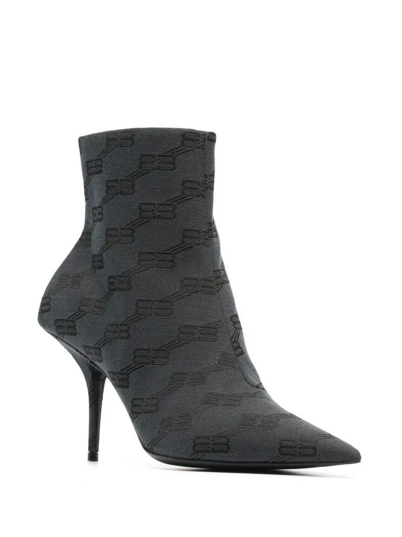 Grey Knife 80 Monogram Ankle Boots