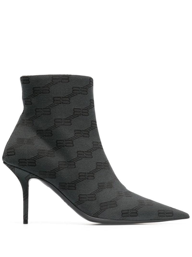 Grey Knife 80 Monogram Ankle Boots