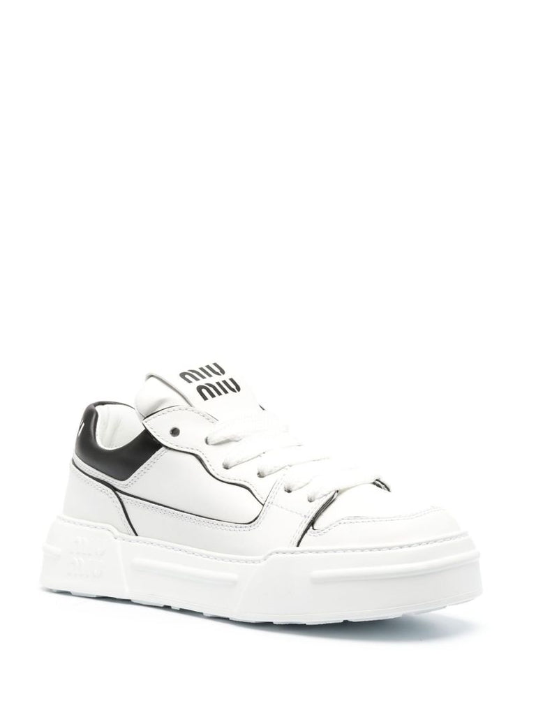 White Logo Leather Low-top Sneakers