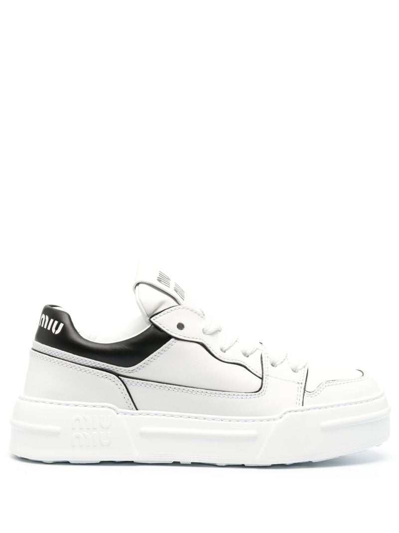 White Logo Leather Low-top Sneakers