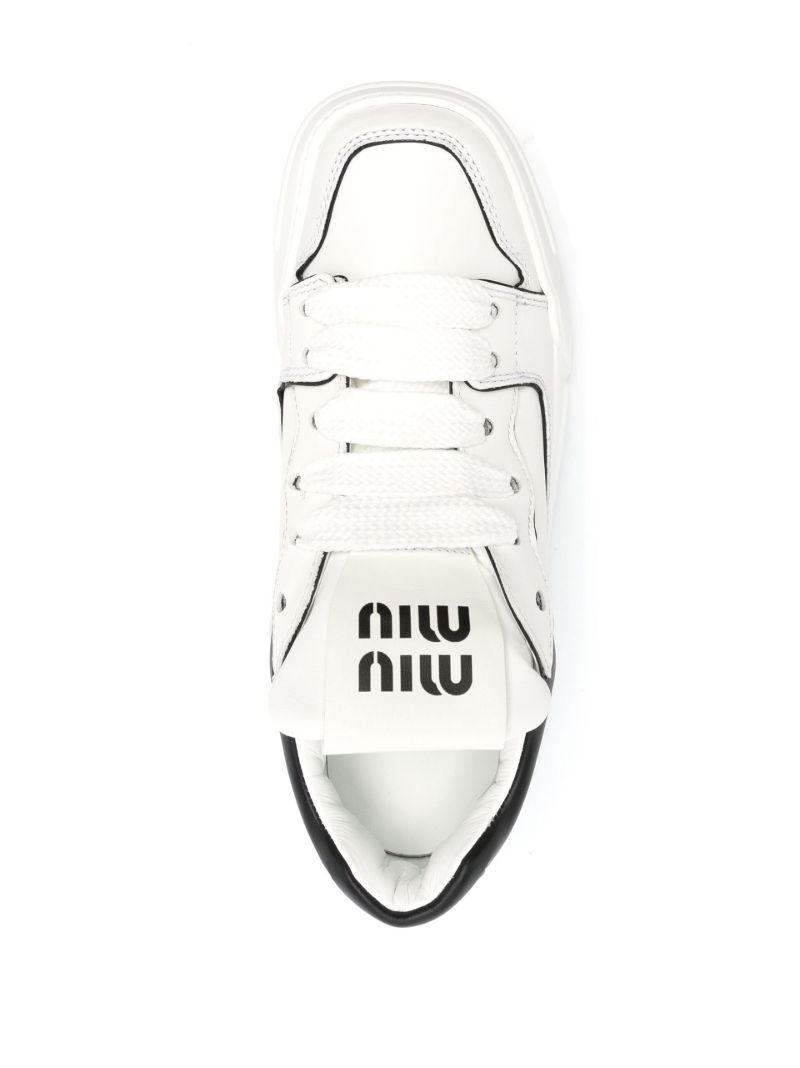 White Logo Leather Low-top Sneakers