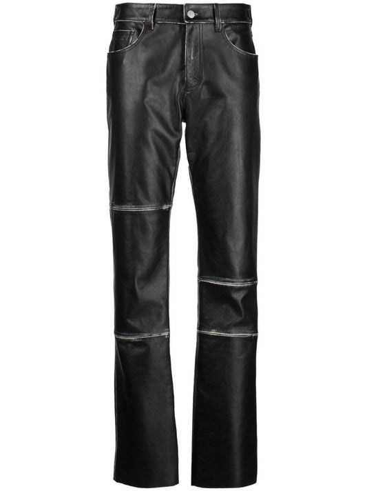 Black Straight-leg Leather Trousers