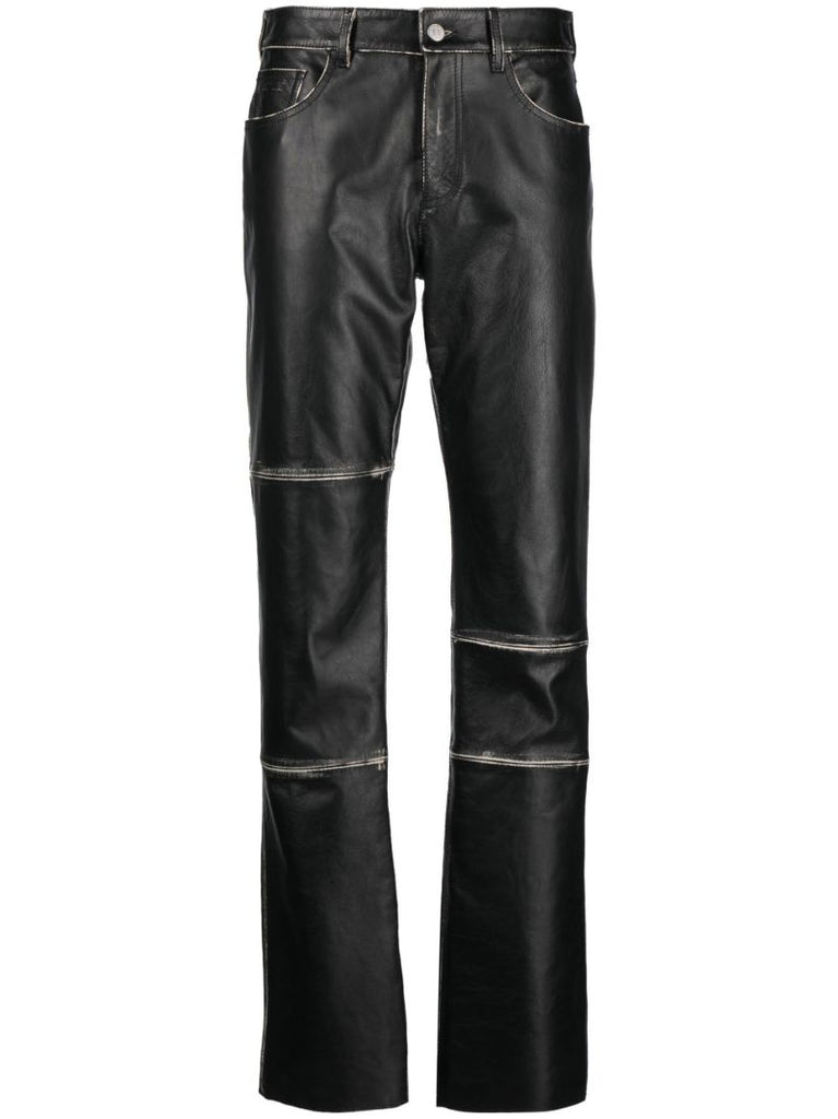 Black Straight-leg Leather Trousers