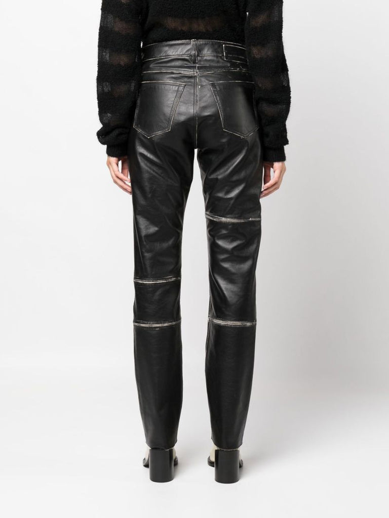 Black Straight-leg Leather Trousers