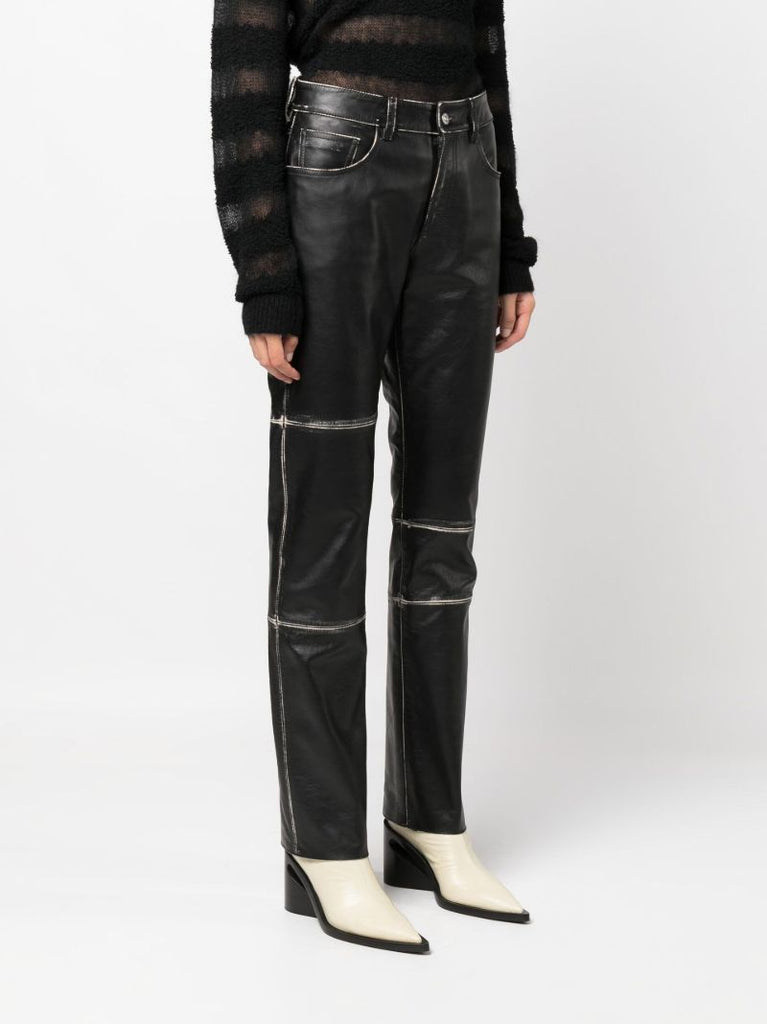 Black Straight-leg Leather Trousers