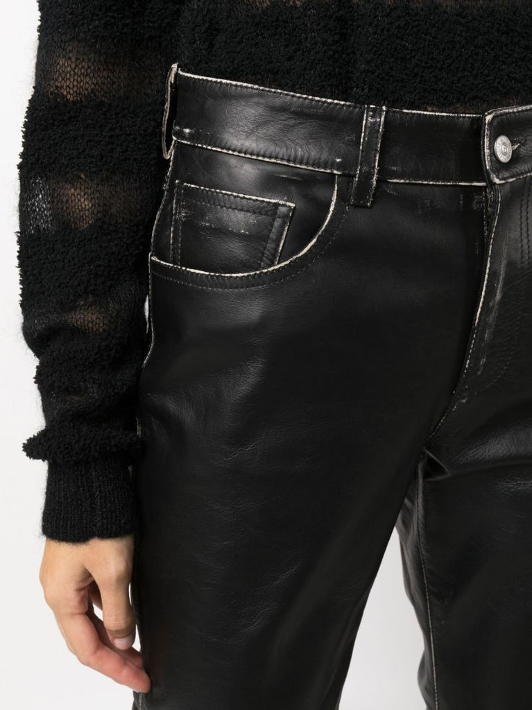 Black Straight-leg Leather Trousers