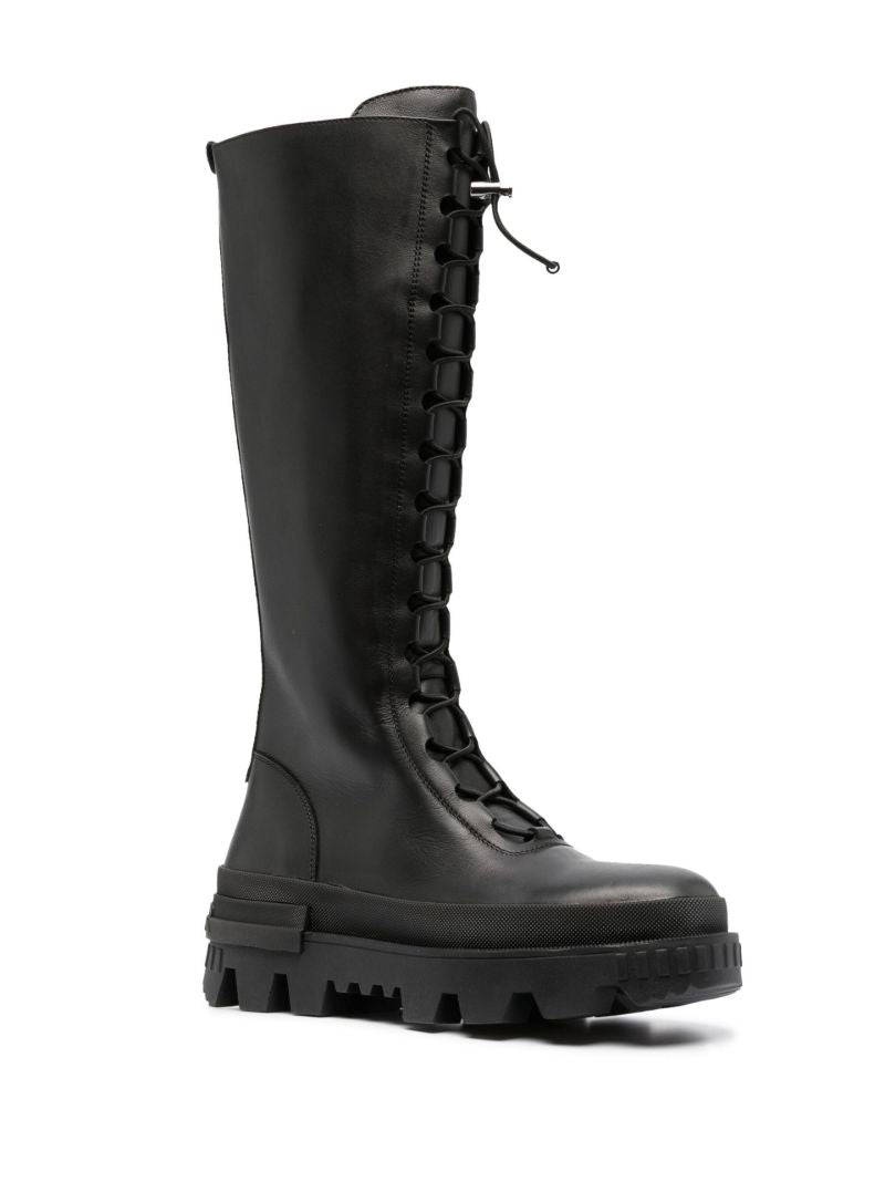 Black Normandy Knee-high Leather Boots