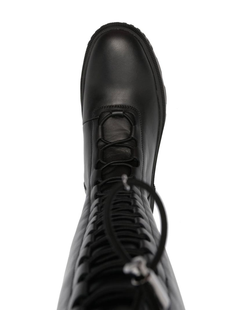 Black Normandy Knee-high Leather Boots