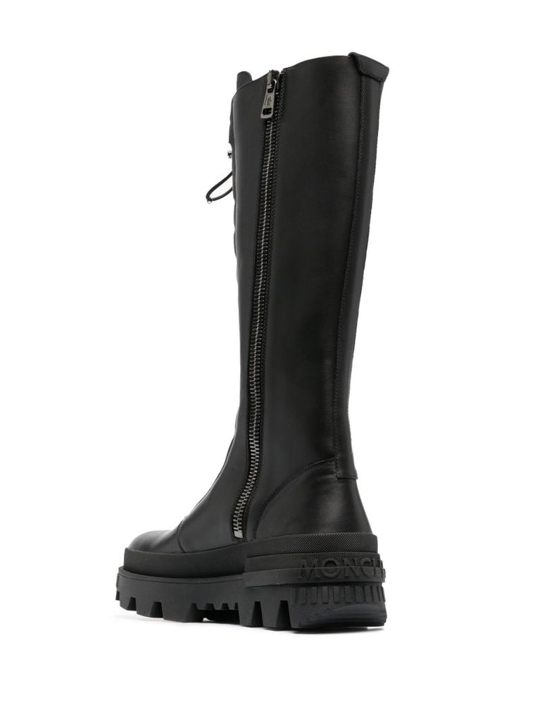 Black Normandy Knee-high Leather Boots