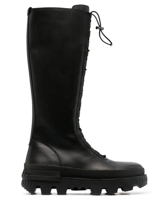 Black Normandy Knee-high Leather Boots